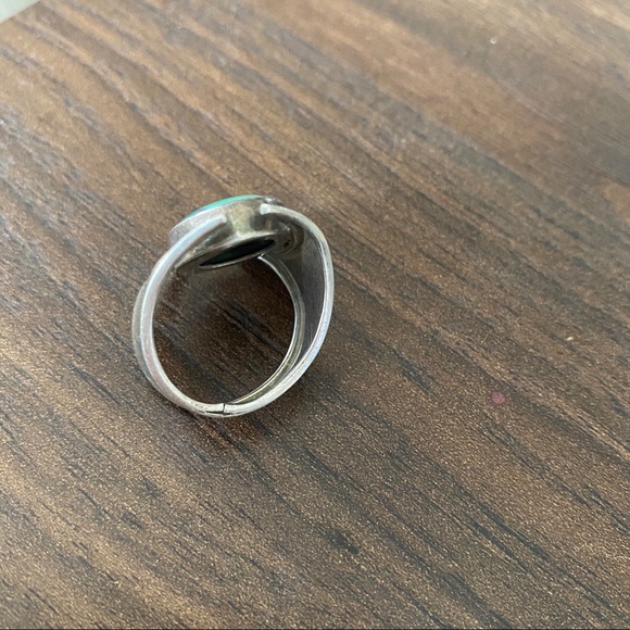 Turquoise Ring adjustable sterling  silver 925 size 7 - Picture 4 of 5